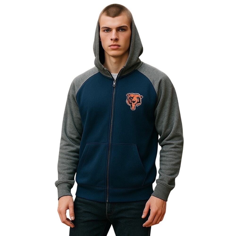 Chicago Bears G-III NFL Fleece Hoodie Zip Jacket Men’s Large Navy Gray Game Day